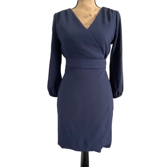EUC J. Crew Petite Navy Blue Career Wrap Dress Wrap Dress - Size 2P - Picture 3 of 11